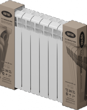 Радиатор Rifar ECOBUILD 500 - 8 секциЙ, биметаллический с боковым бодключением